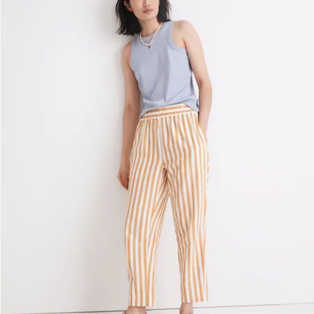 Madewell Tapered Huston Pull-On Crop Pants in Stripe, Medium